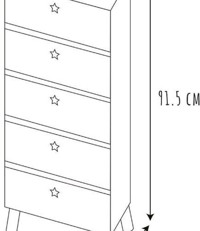 Like a Star" Kledingladekast – 5 Lades – Compact
