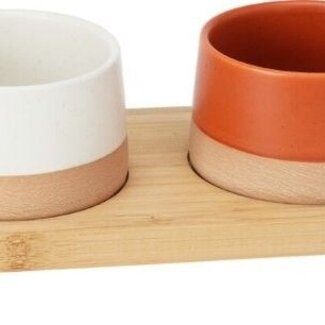 Serveerset met Tapasplank – Bamboe & Stoneware