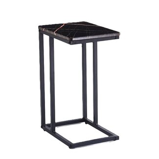 Ceruzo Stylish Black-Pink Marble Side Table – Metal & MDF