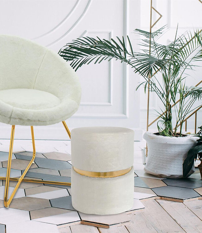 White Faux Fur Pouf