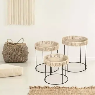 Set of 3 Round Side Tables – Blue Lagoon