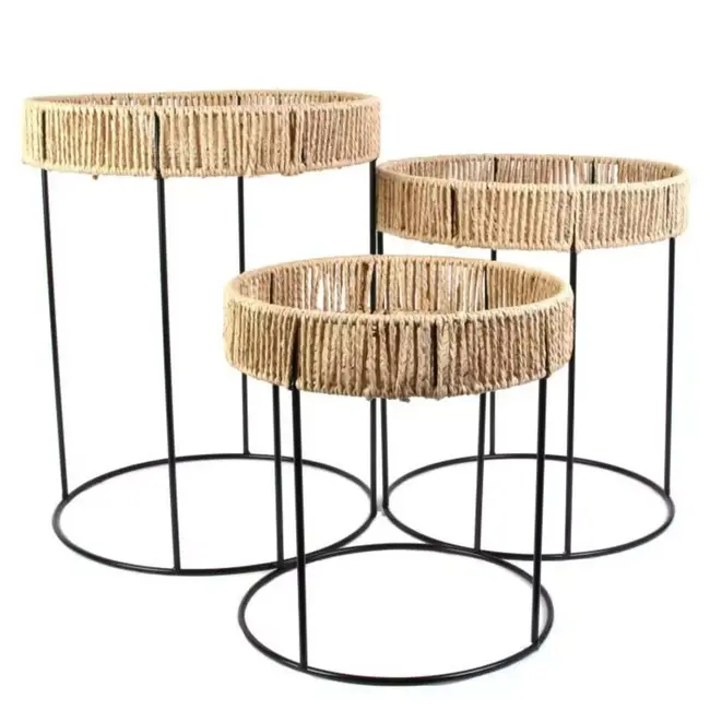Set of 3 Round Side Tables – Blue Lagoon