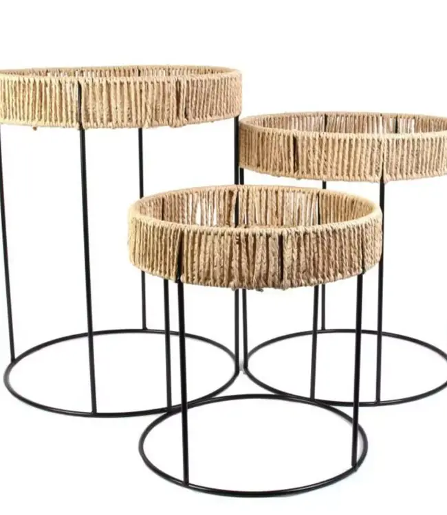 Set of 3 Round Side Tables – Blue Lagoon