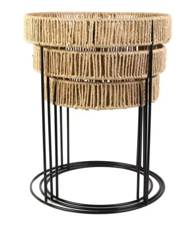 Set of 3 Round Side Tables – Blue Lagoon