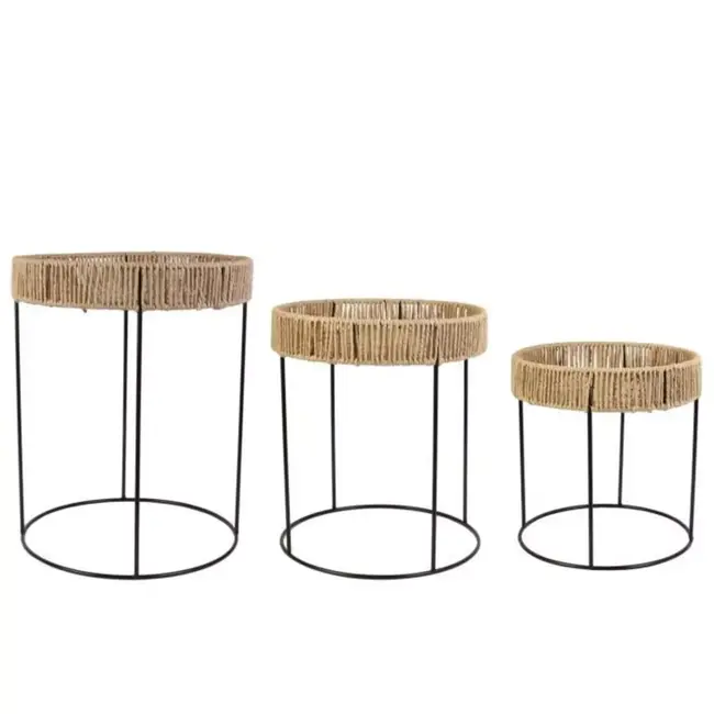 Set of 3 Round Side Tables – Blue Lagoon