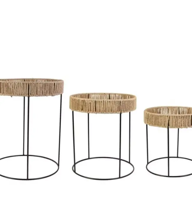 Set of 3 Round Side Tables – Blue Lagoon