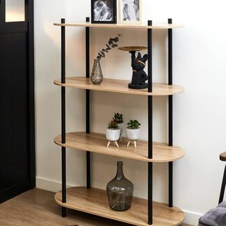 Cobe Shelving Unit with 4 Shelves - Black Frame