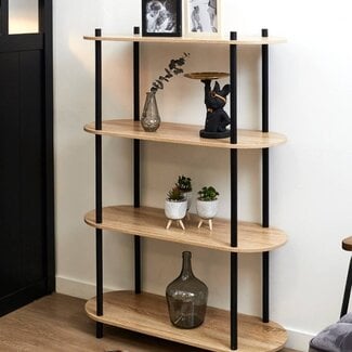 Cobe Stellingkast met 4 Planken – Zwart Frame – 113 cm