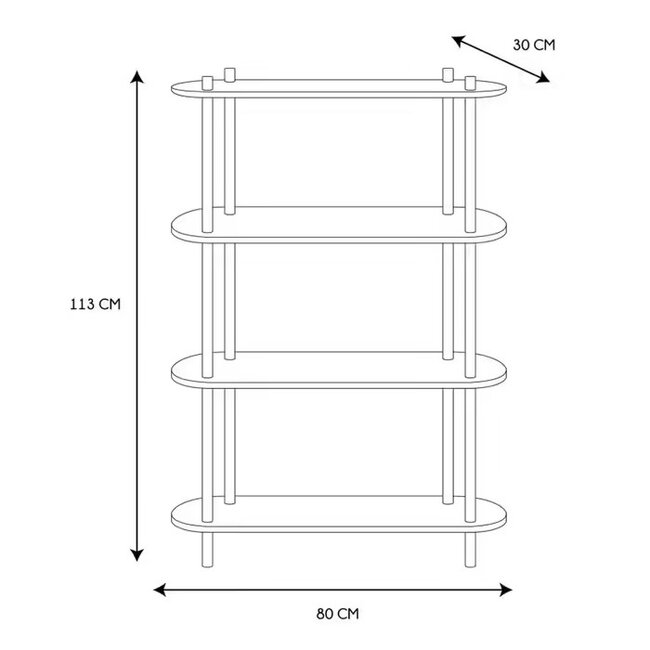 Cobe 4-Shelf Display Rack – Black Frame – 113 cm