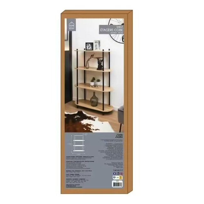 Cobe 4-Shelf Display Rack – Black Frame – 113 cm