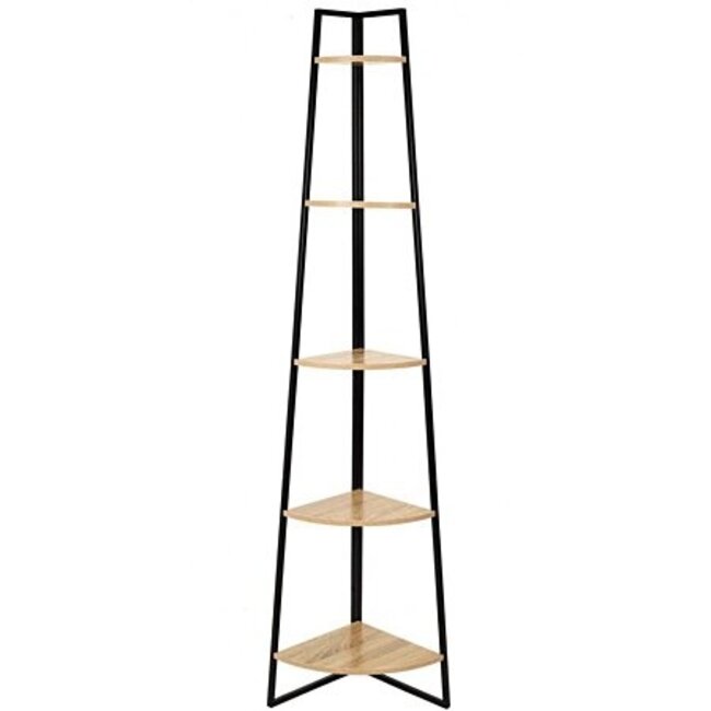 Hoekplank met 5 Lagen - Zwart - 180cm - Stelling