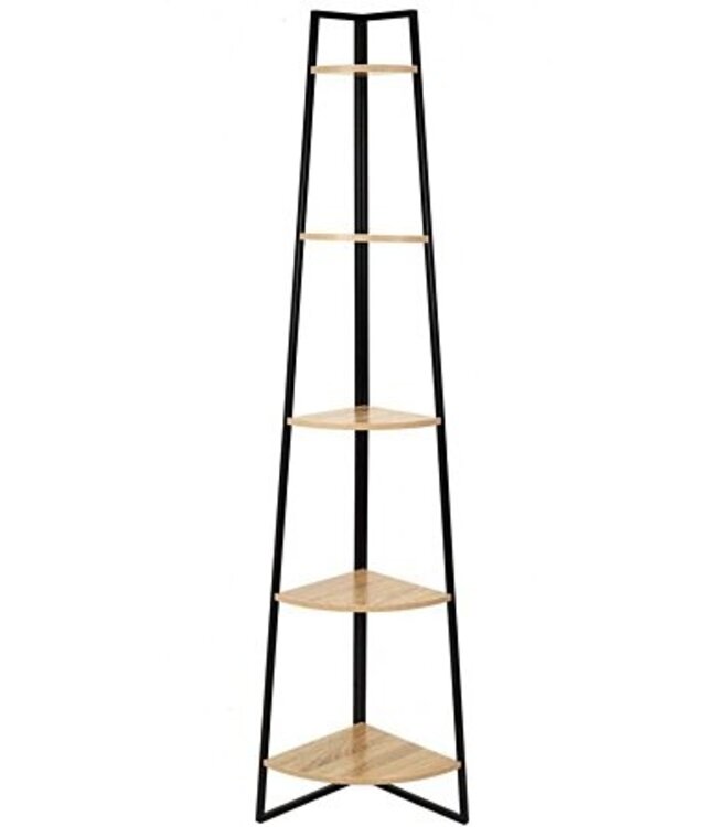 5-Tier Corner Shelf - Black - 180cm