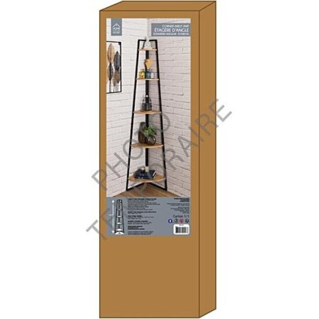 Hoekplank met 5 Lagen - Zwart - 180cm - Stelling