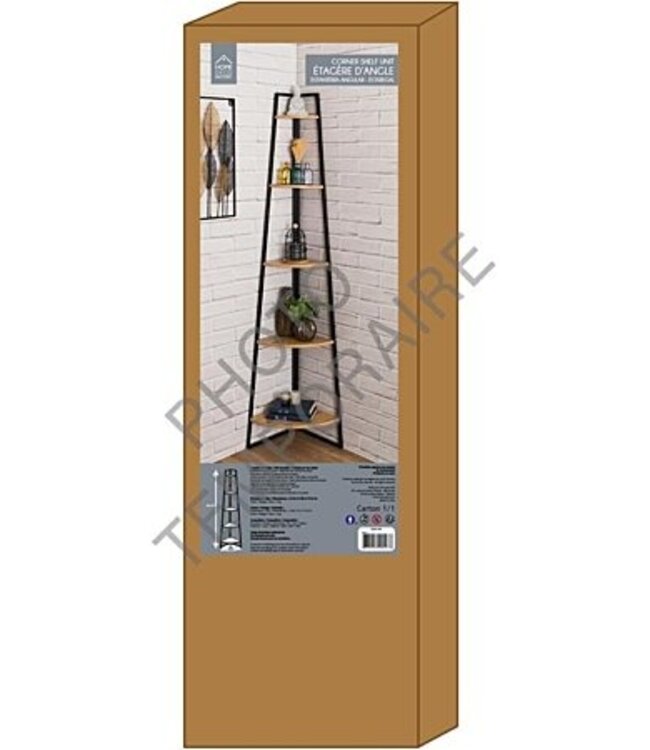 Hoekplank met 5 Lagen - Zwart - 180cm - Stelling