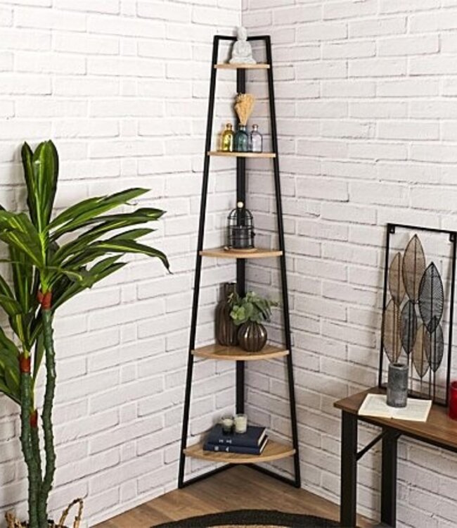 Hoekplank met 5 Lagen - Zwart - 180cm - Stelling