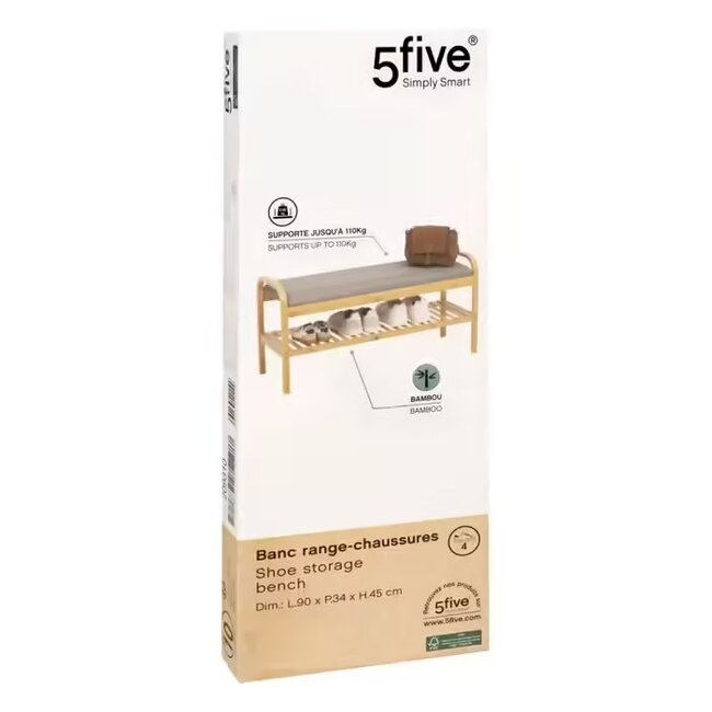 5Five Schoenenrek Bankje – 2-Lagen – Bamboe