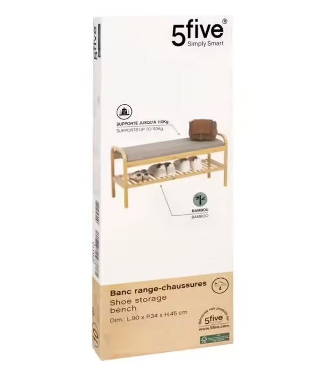 5Five Bamboo Shoe Bench – 2-Tier