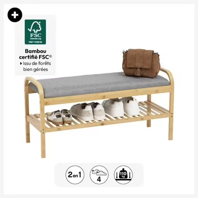 5Five Schoenenrek Bankje – 2-Lagen – Bamboe