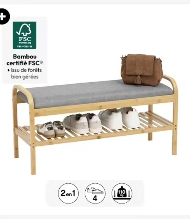 5Five Bamboo Shoe Bench – 2-Tier