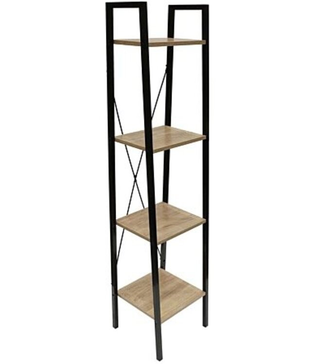Standing Shelf – 4 Tiers – Wood & Metal – Black