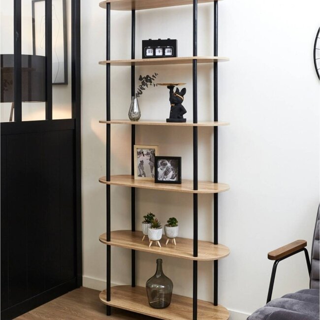 Cobe Shelving Unit – 6 Tiers – Pine Wood & MDF – 181 cm