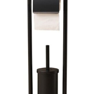 Ceruzo Freistehender Toilettenbutler aus Edelstahl - Schwarz