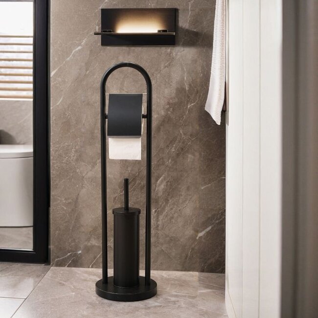 Vrijstaande Zwarte Toiletbutler van RVS