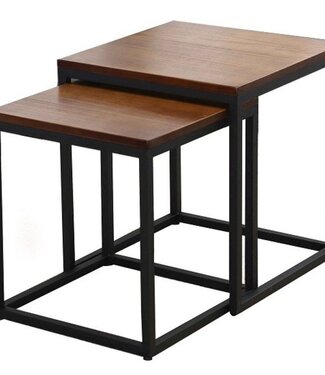 Ceruzo Set of 2 Side Tables – Vancouver Style with Industrial Look