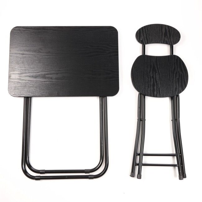 Ceruzo Folding Table with Chair - Black