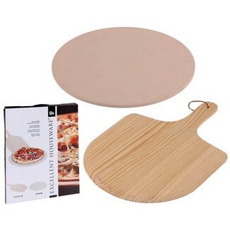 Excellent Houseware Pizza baking stone with pizza peel