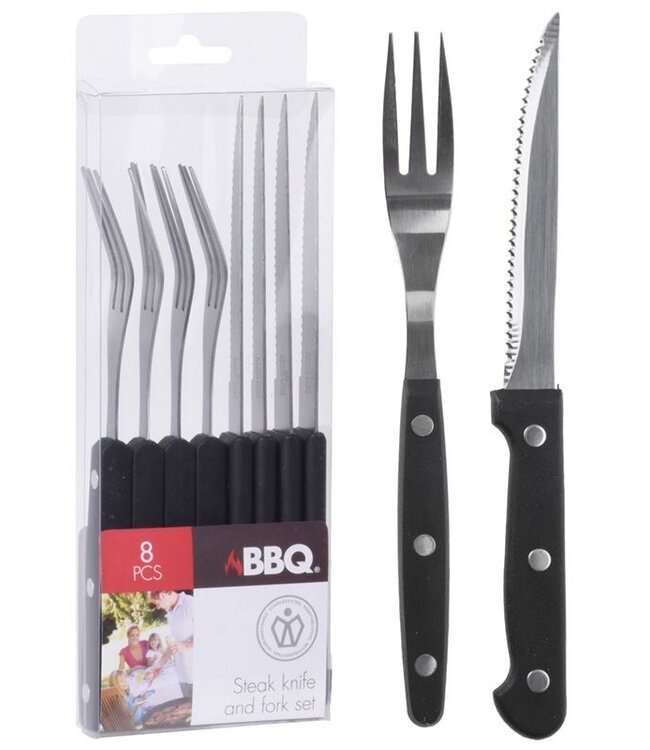 Steak Knife and Fork Set – 8 Pieces, Perfect for BBQ