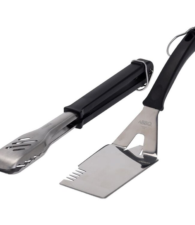 Sturdy Stainless Steel BBQ Set with Spatula and Meat Tongs