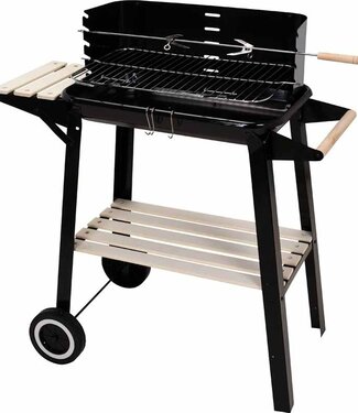 Houtskoolbarbecue met zijtafel en windscherm