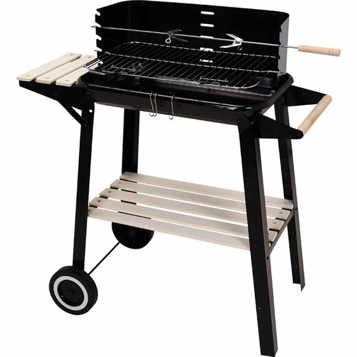 BBQ Charcoal barbecue with side table and windbreak