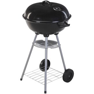 Round Charcoal Barbecue with Wheels and Storage Rack