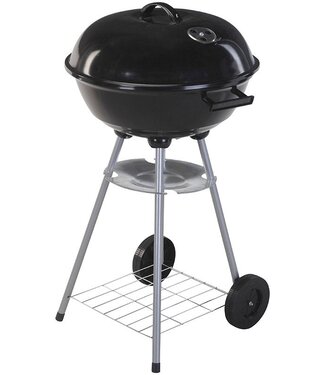 Round Charcoal Barbecue with Wheels and Storage Rack
