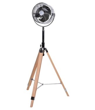 Design Statiefventilator – Metaal & Hout – Ø30cm – 80W
