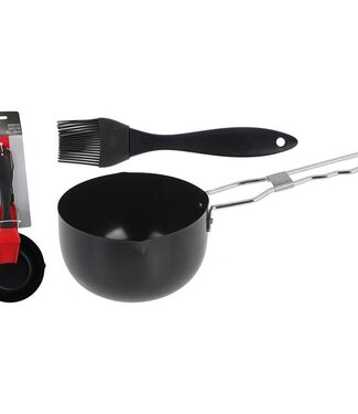 BBQ Sauspan met Siliconen Sauskwast – Zwart