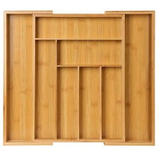 Ceruzo Besteckkasten Holz ausziehbar - Bambus - Natur - 33-52 × 43 × 5 cm