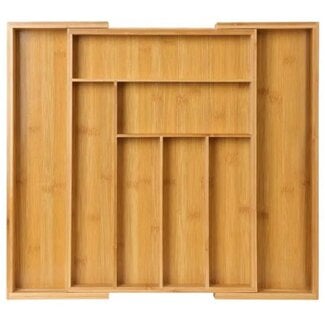 Ceruzo Cutlery Tray Wood Extendable - Bamboo - Natural - 33-52 × 43 × 5 cm