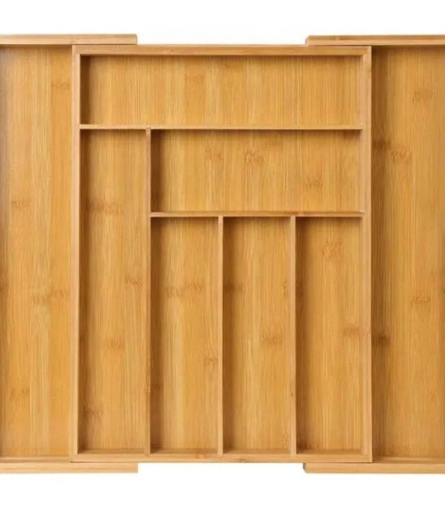 Bestekbak Hout Uitschuifbaar – Bamboe – Naturel – 33-52 x 43 x 5 cm