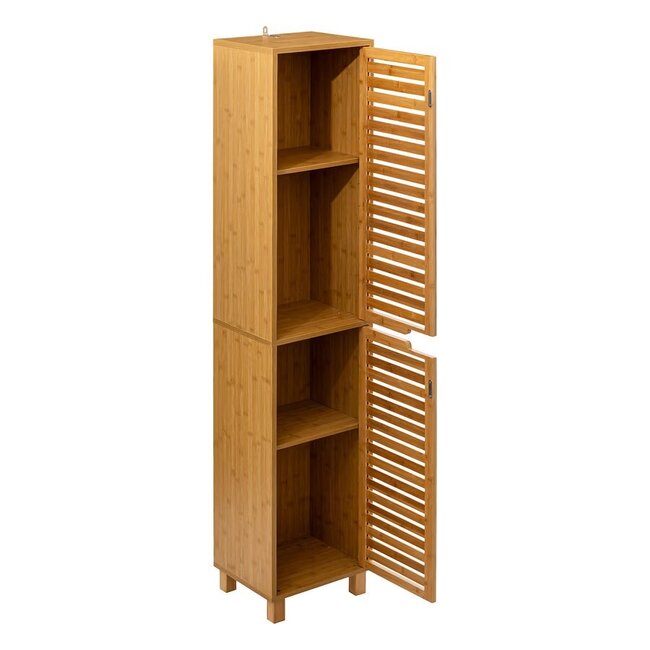 Bamboo Bathroom Cabinet - Column Cabinet - Bookcase -five