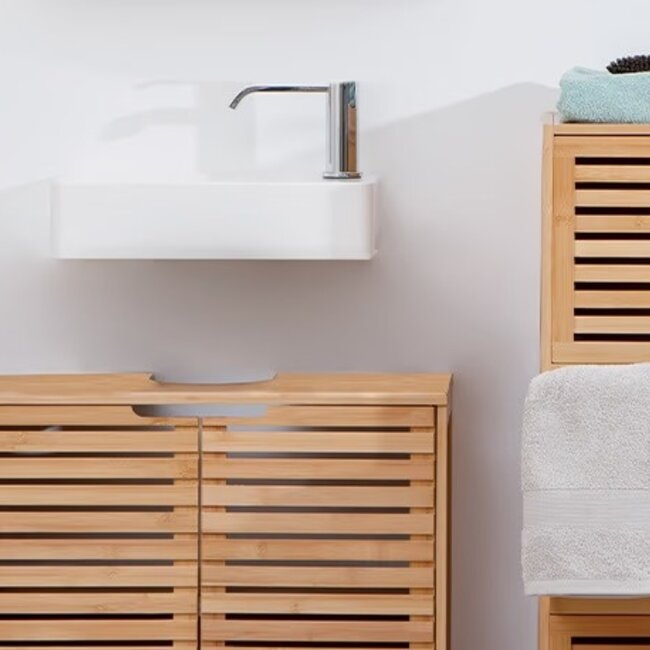 Bamboo Bathroom Cabinet - Column Cabinet - Bookcase -five