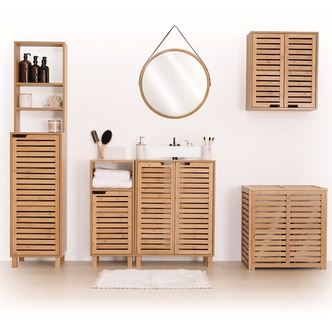 Hanging Bathroom Cabinet with eyelets - Cicela - Bamboo