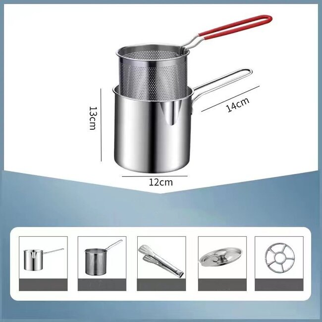 Mini Frituurpan met Mandje - 1.2L - geschikt voor gas