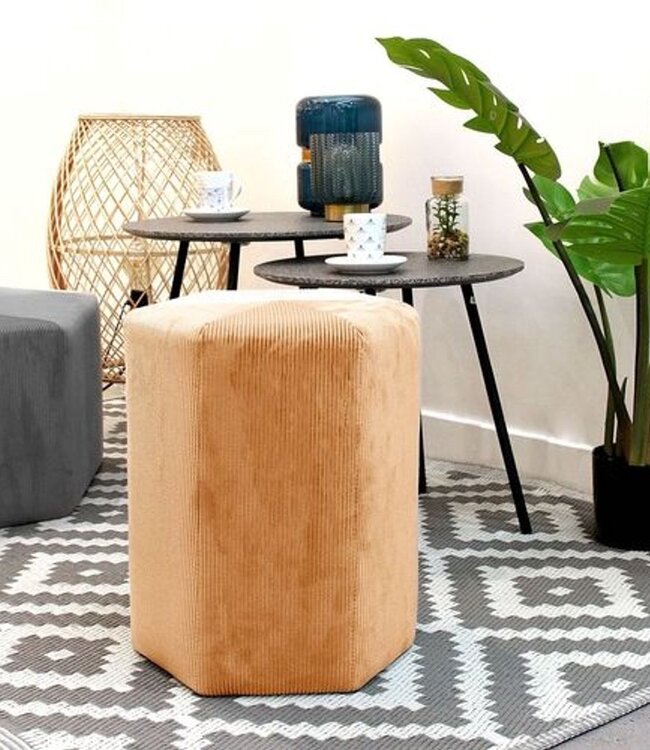 Donkergrijze Poef – Corduroy Dream Cover – 35x35x35 cm – Guila