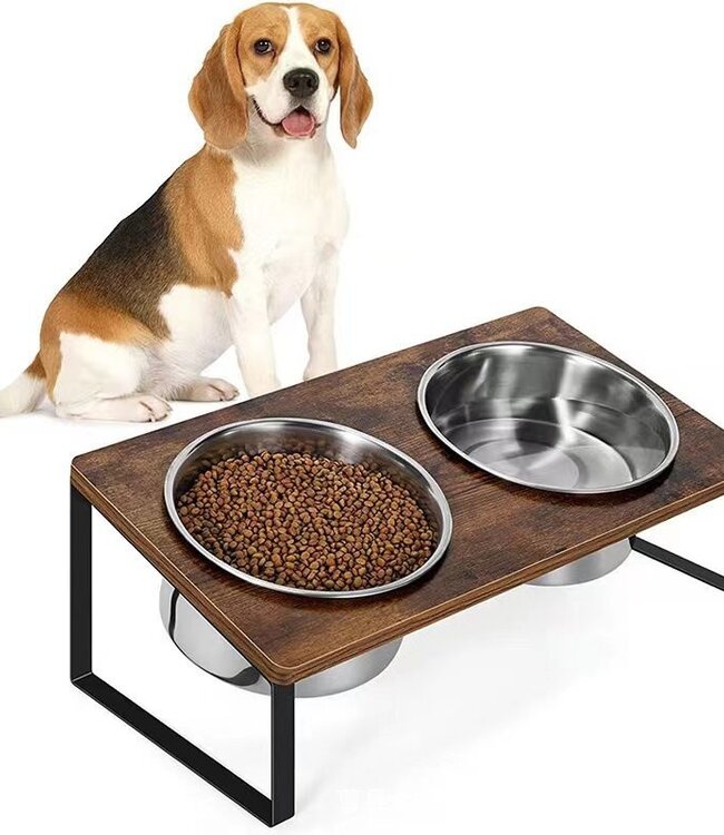 Dubbele Voerbak met Standaard - 40x20x16 cm