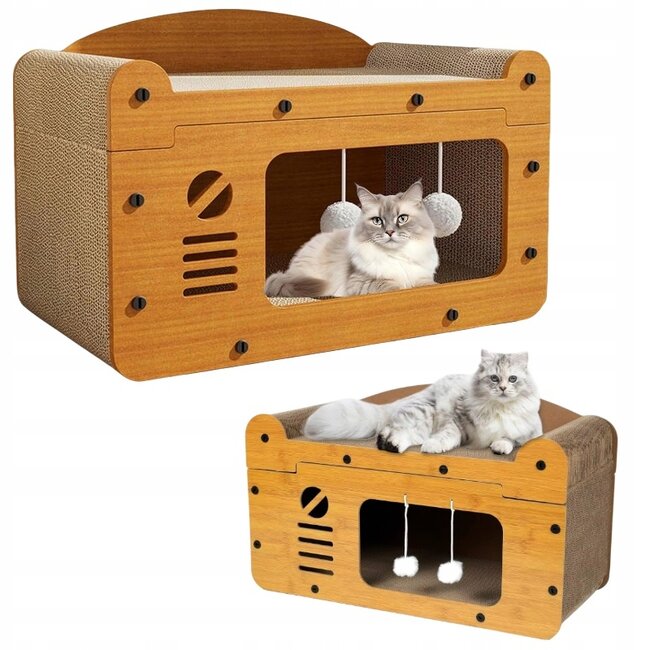 Ecologisch Krabpaal Kattenhuis  - Met 2 Verdiepingen