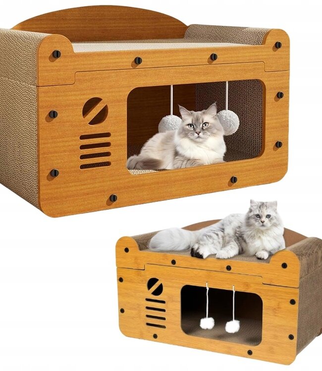 Ecologisch Krabpaal Kattenhuis  - Met 2 Verdiepingen