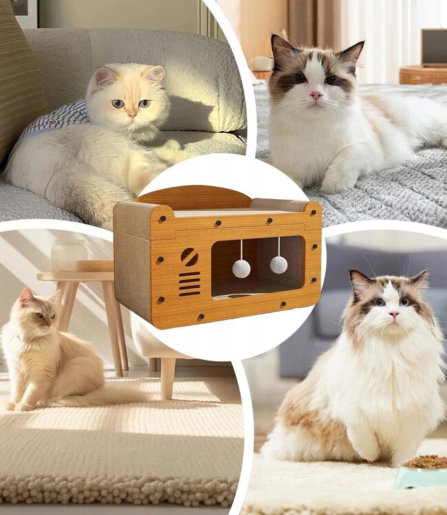 Ecologisch Krabpaal Kattenhuis  - Met 2 Verdiepingen